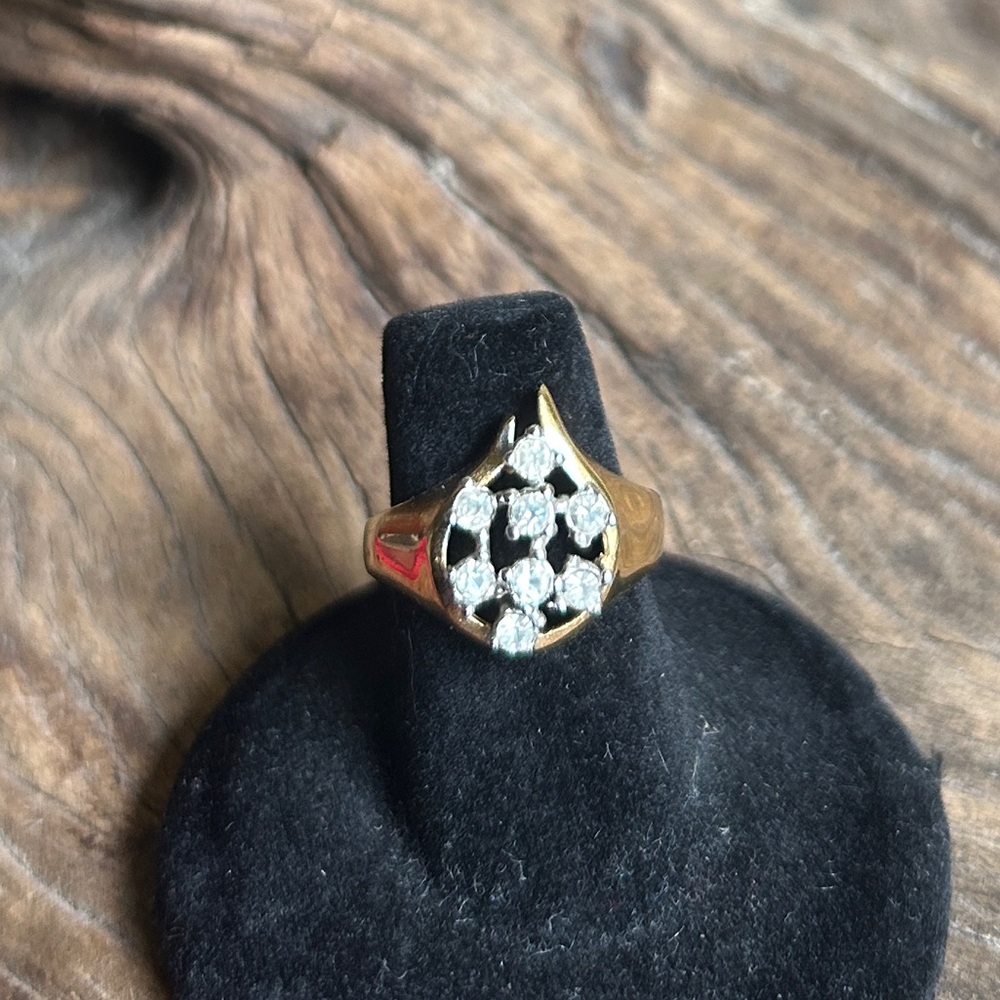 RARE VINTAGE GOLD HGE cocktail ring Vintage teardrop cluster ring KARATCLAD